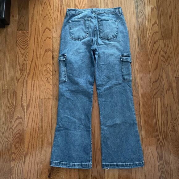 Kancan Aspen Wide Leg Cargo Jeans 11 29 KC5504M Distressed Stretch Denim Casual - Picture 2 of 8